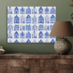 Patroon - Huizen - Blauw PET vilt klein 837 -sfeer2