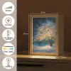 Levensboom - Nacht - Donker - Blauw Light Box met kabel (Tafellamp) klein -USP_NL