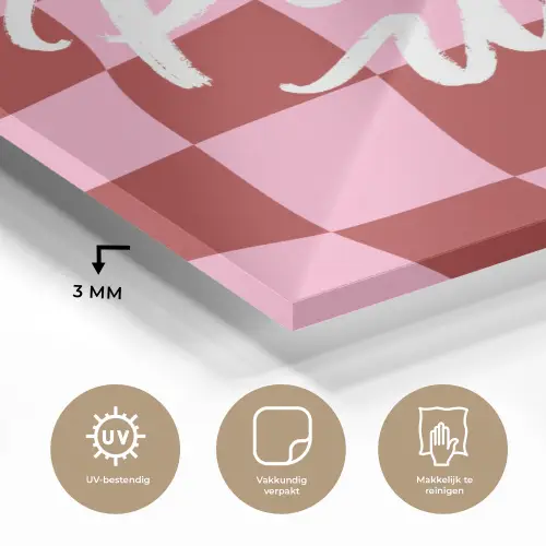 Pinky up - Geblokt - Bordeauxrood plexiglas 5mm klein -sfeer2