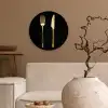 Bestek - Goud - Mes - Vork Wandcirkel kunststof plaat 5mm dik klein -sfeer1