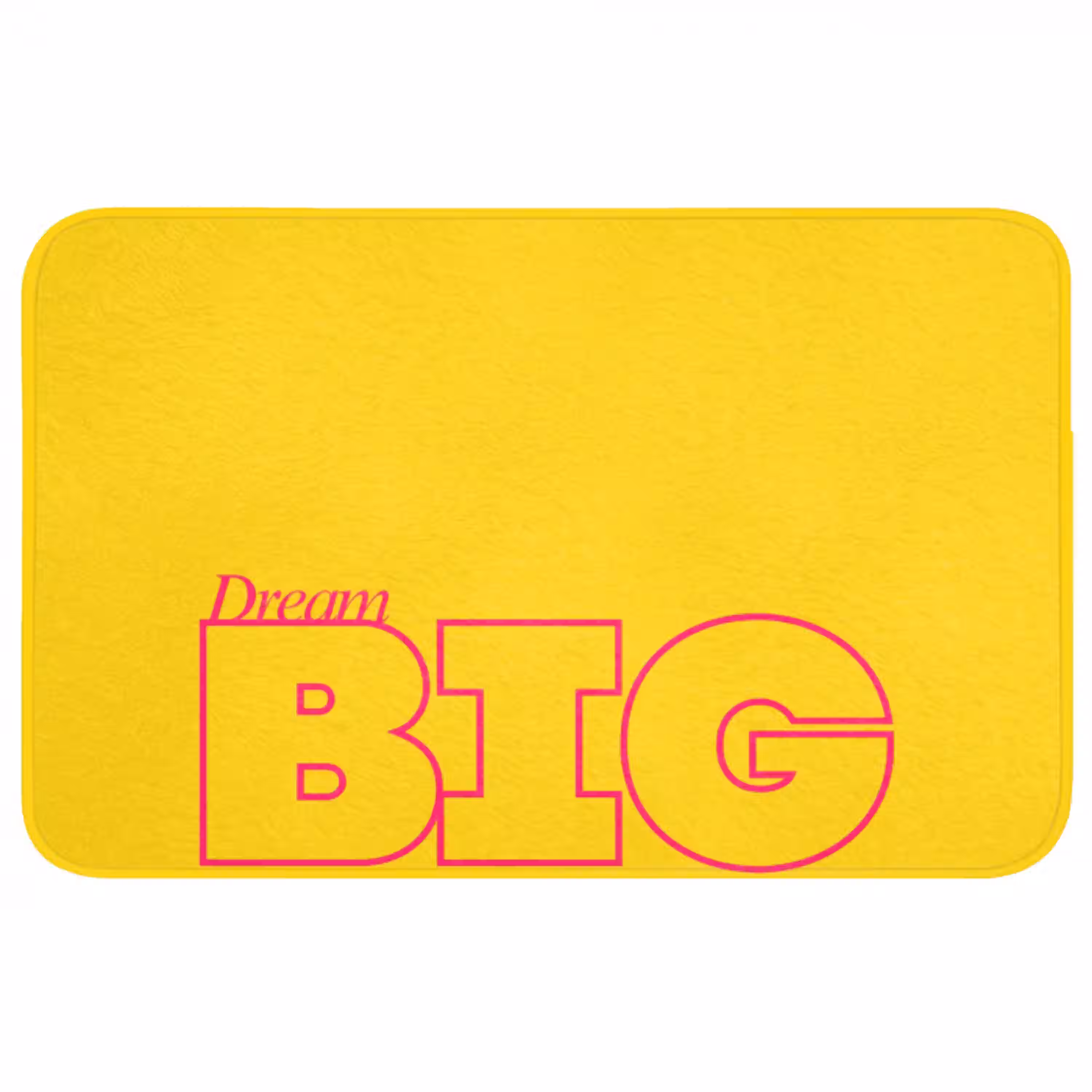 Dream big - Geel - Grafisch Badmat middel -3d