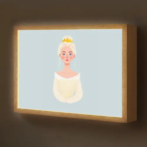Prinses - Kroon - Blauw Light Box met batterij (Wandlamp kind) middel -z3d_website