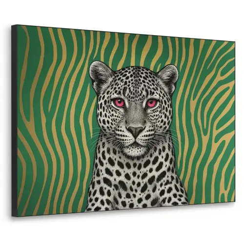 Panter - Zebrapatroon - Groen Textielframe zwart klein -3d