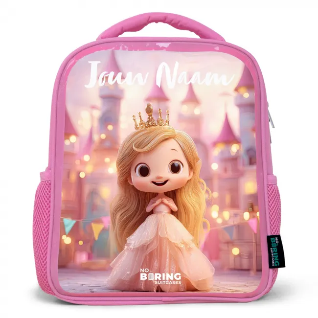 Rugzak kind met naam - Roze Prinses - Roze - Kasteel