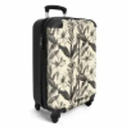 Klassiek - Botanisch - Zwart - Beige NBS - Handbagage koffer - Volwassenen Unisex middel -productfoto_3d