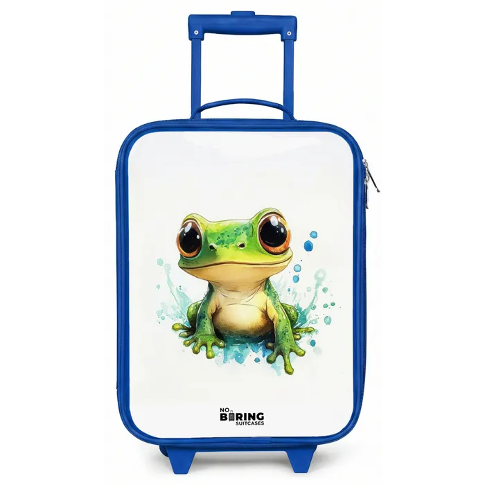 Groene kikker met grote ogen op witte achtergrond Kinderkoffer - Blauw klein -zz3dotto
