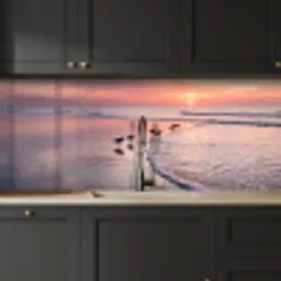 Meeuwen - Strand - Zee - Roze keuken achterwand 2 middel -sfeer1