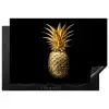 Ananas - Zwart - Goud - Luxe Inductie beschermer vinyl 3mm klein -3d