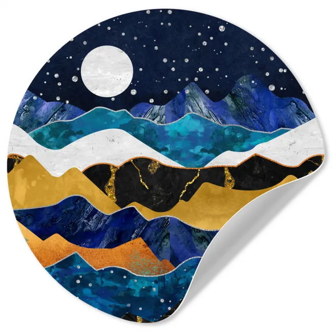 Nacht - Goud - Marmer - Abstract - Landschap - Berg Wandcirkel behangsticker klein -3d