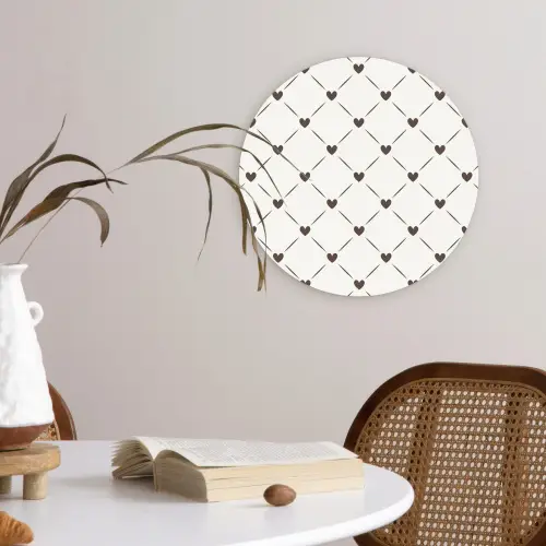 Patroon - Hartjes - Strepen - Ruiten Wandcirkel plexiglas klein 852 -sfeer4