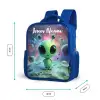 Groen buitenaards wezentje op maanlandschap Kinderrugzak - Blauw middel -productfoto_formaten