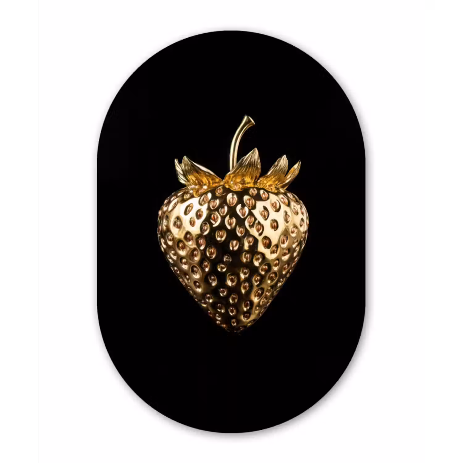 Muurovaal Glas – Aardbei - Goud - Zwart - Chrome