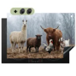 Boerderijdieren - Groep - Mist - Natuur - Rustiek Inductie beschemer met haakjes klein -3d