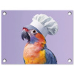 Papegaai - Koksmuts - Paars - Cute tuinposter los doek klein -3d