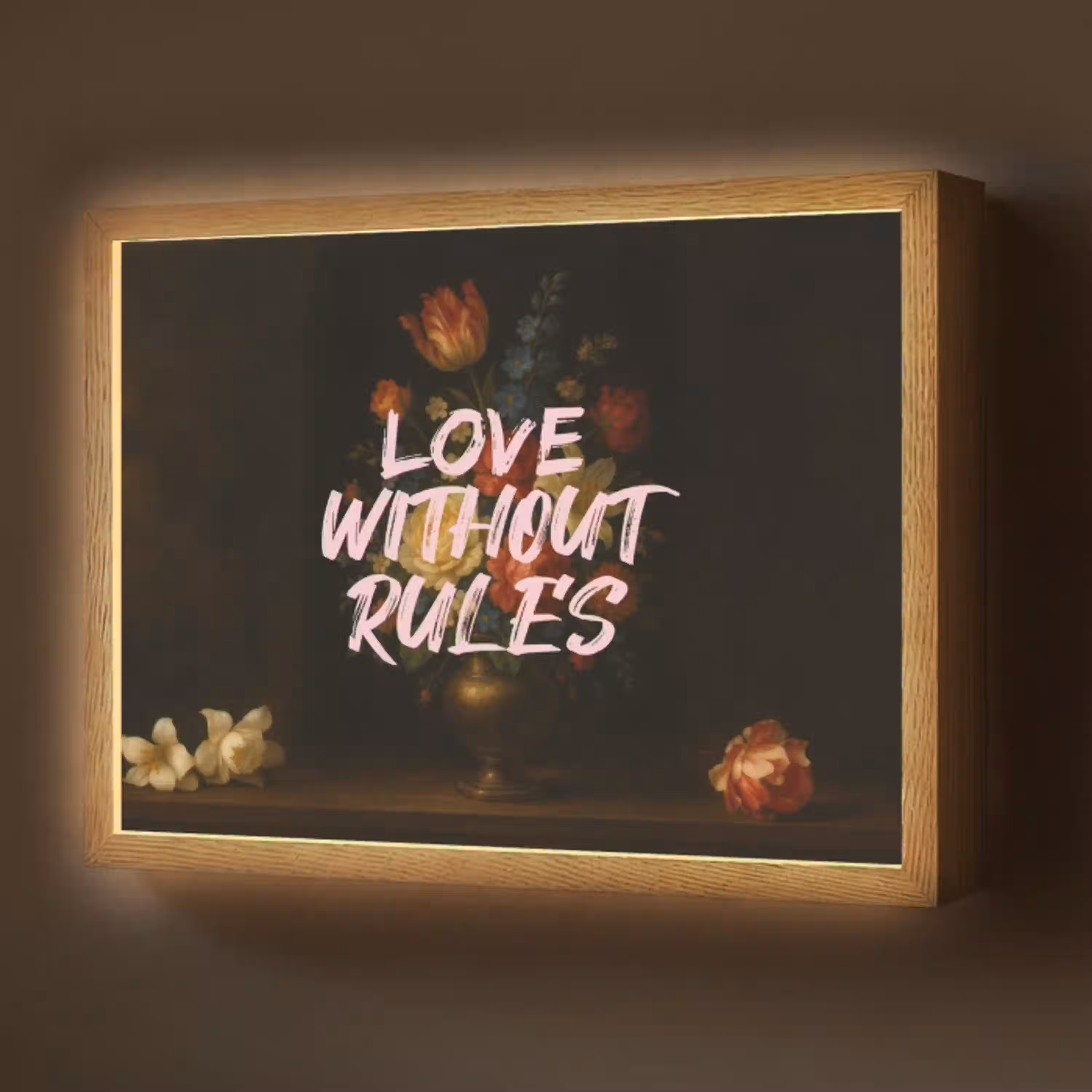 Liefde - Modern - Bloemen Light Box met batterij (Wandlamp) middel -z3d_website