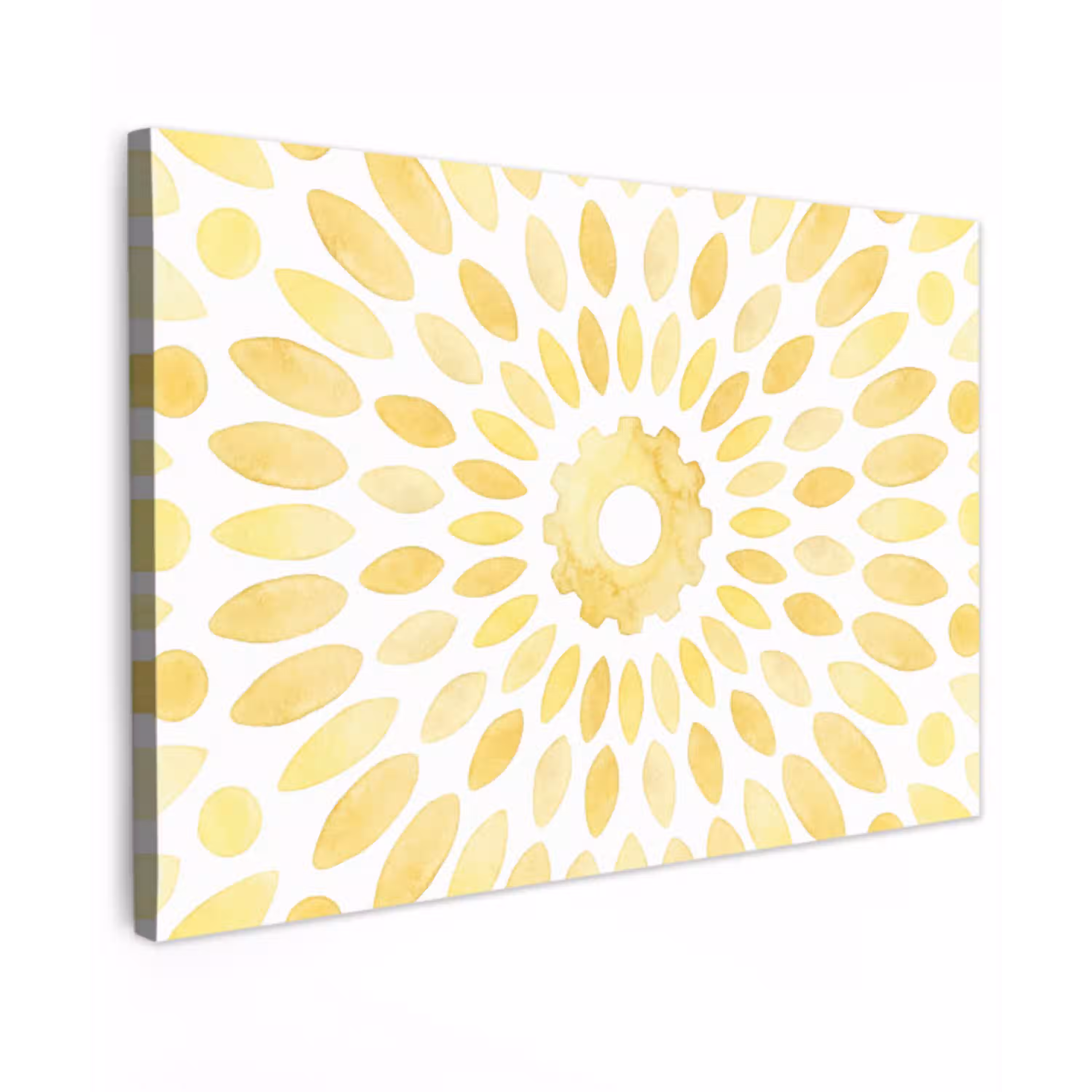Abstract - Geometrisch - Stralend - Geel Tuinposter op houten frame 2 cm dik klein -3d