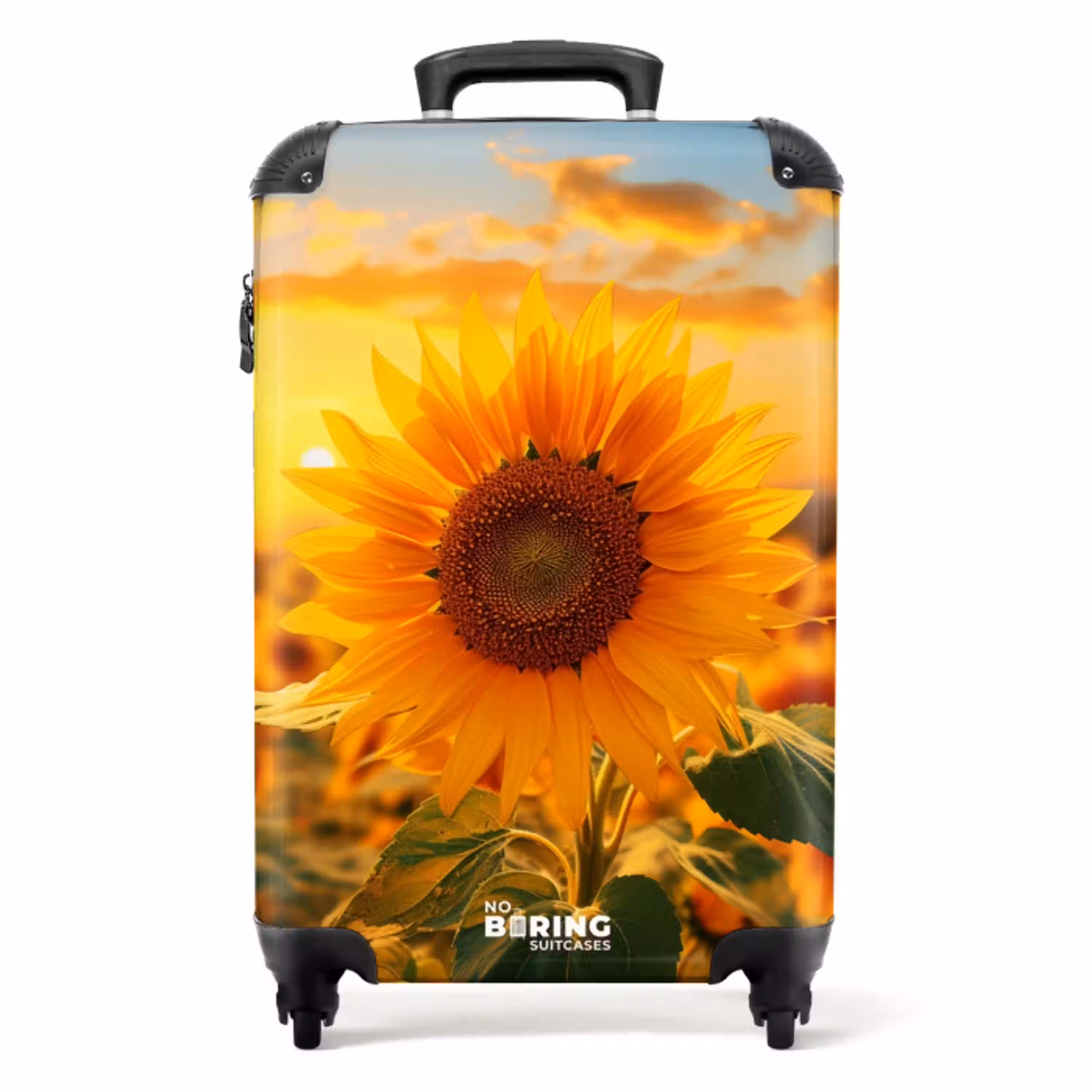 Gele zonnebloem bij zonsondergang NBS - Handbagage koffer - Unisex middel -productfoto_recht