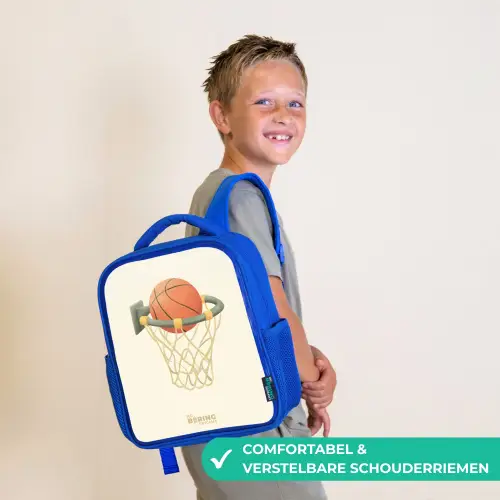 Basketbal in neutrale kleuren Kinderrugzak - Blauw middel -sfeer3_NL