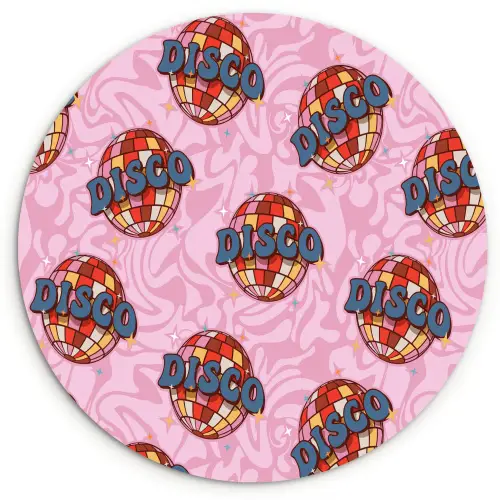 Disco - Bal - Patroon - Roze Wandcirkel kunststof plaat 5mm dik klein 188 -3d