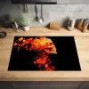 Schedel - Oranje - Zijaanzicht - Vlammen Inductie beschermer vinyl 3mm klein -sfeer5