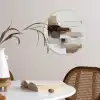 Penseelstreken - Balans - Beige - Bruin Wandcirkel kunststof plaat 5mm dik klein -sfeer4