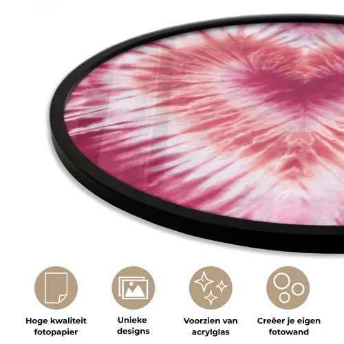 Hartvorm - Roze - Tie dye Fotolijst rond zonder passe partout klein -closeup_NL