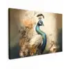 Pauw - Pauwenveren - Bloemen - Vogels - Botanisch canvas 2cm klein -z3d