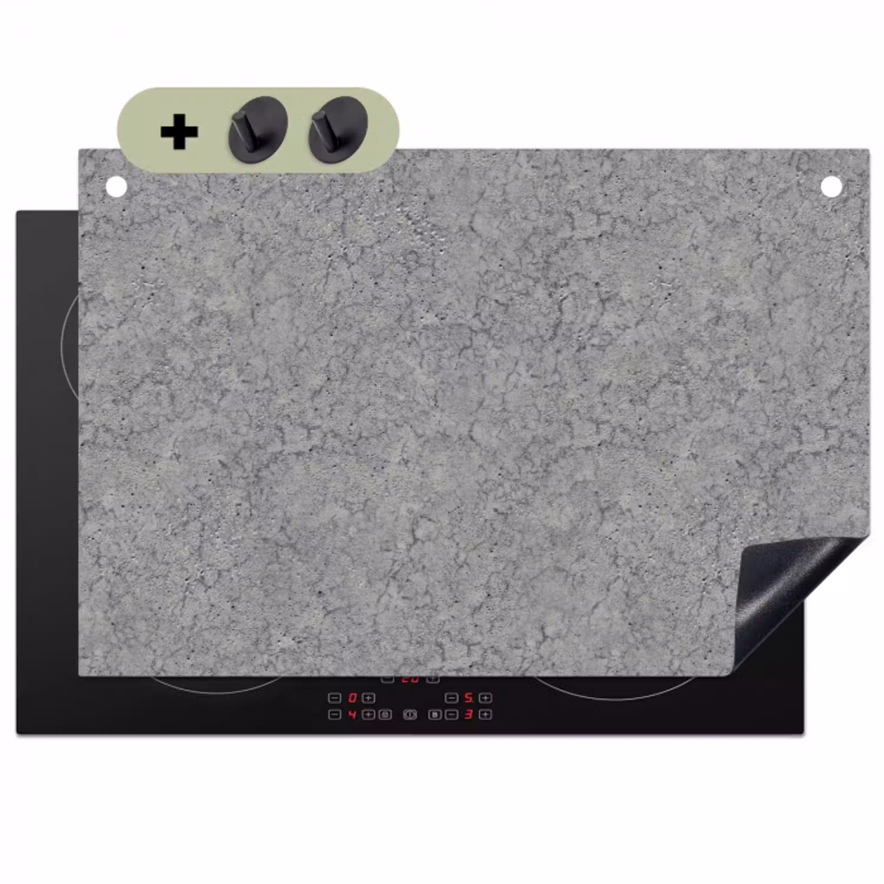 Beton - Muur - Patronen - Industrieel Inductie beschemer met haakjes klein 777 -3d