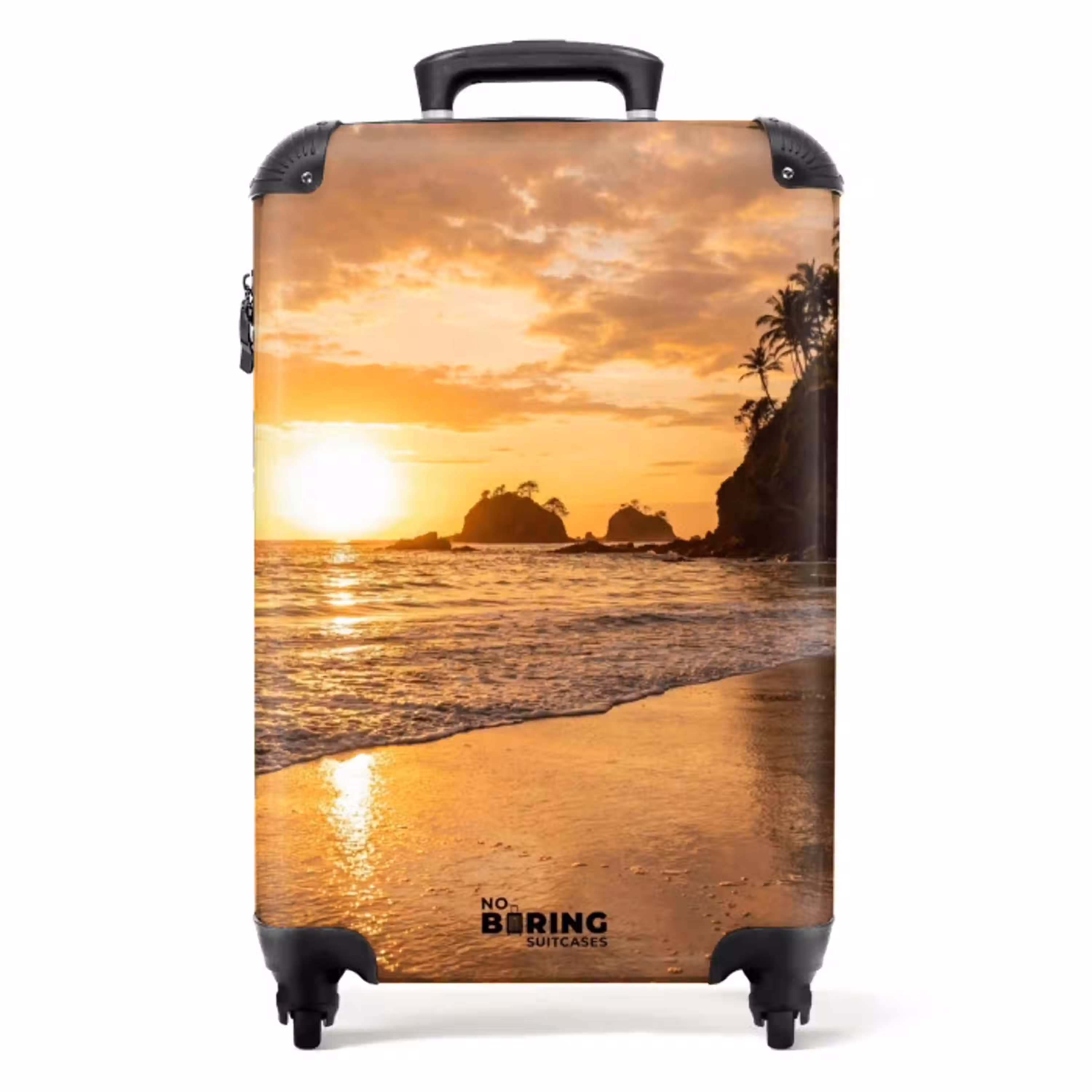 Strand - Zonsondergang - Natuur - Tropisch - Oranje NBS - Handbagage koffer - Volwassenen Unisex middel -productfoto_recht