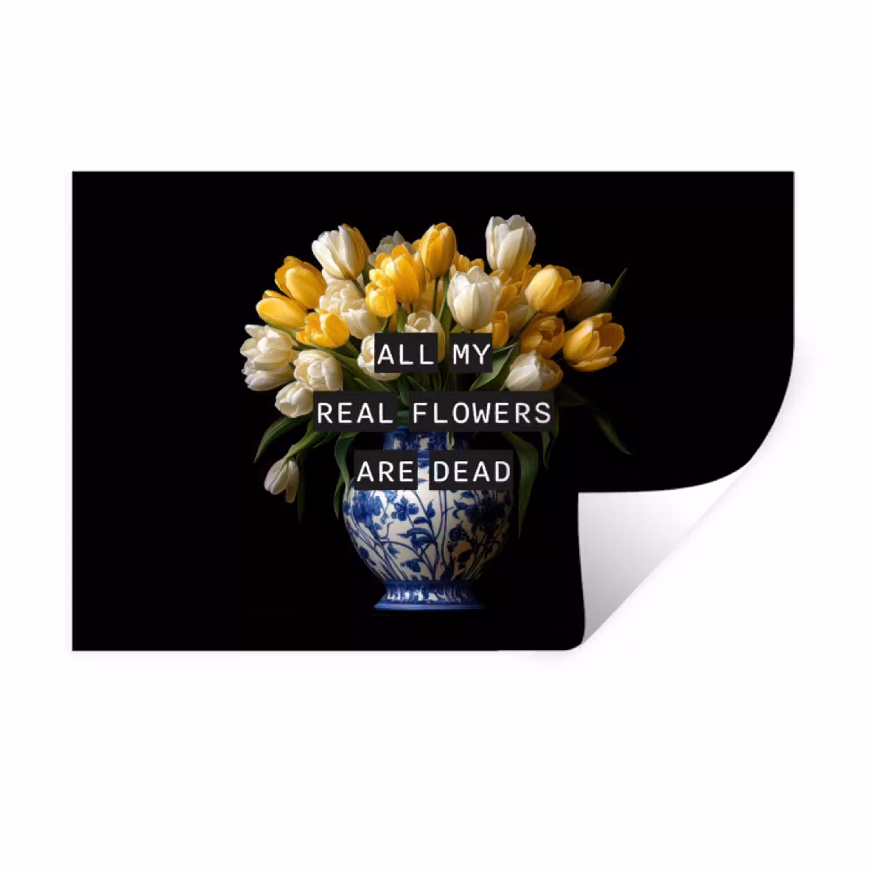 Quotes - Bloem - Tulp - Geel Muursticker klein -3d