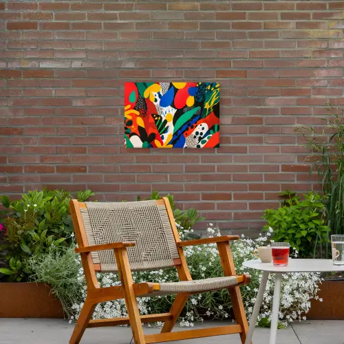 Abstract - Planten - Vormen - Kleurrijk Tuinposter op houten frame 2 cm dik klein -sfeer3