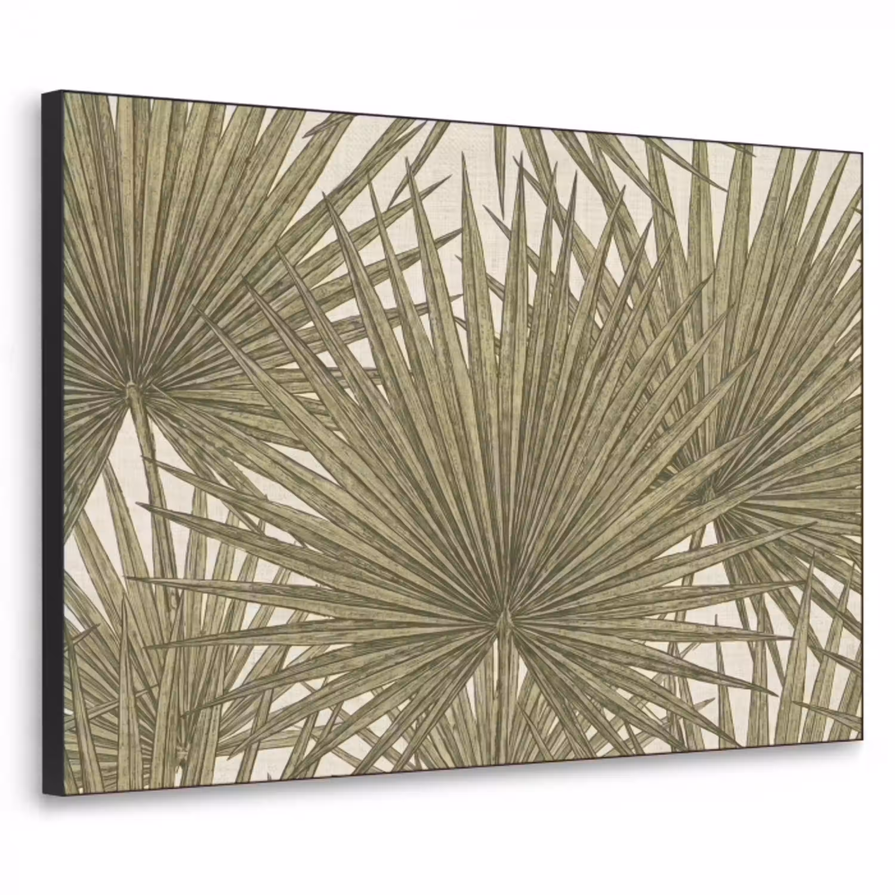 Blad - Tropisch - Patroon - Natuur - Groen Textielframe zwart klein -3d