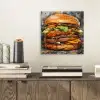 Burger - Eten - Kunst - Grijs - Graffiti aluminium wit klein -sfeer1