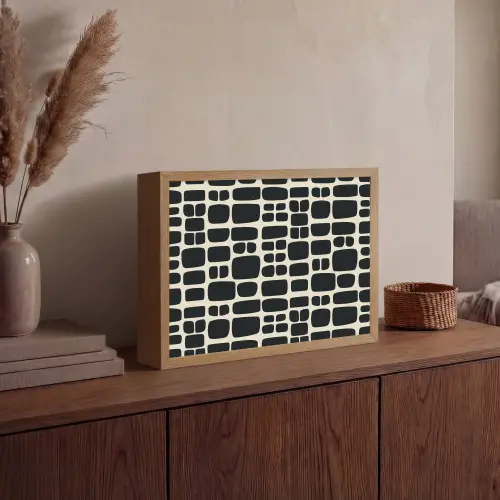 Modern - Organisch - Zwart Light Box met batterij (Wandlamp) middel 907 -sfeer2