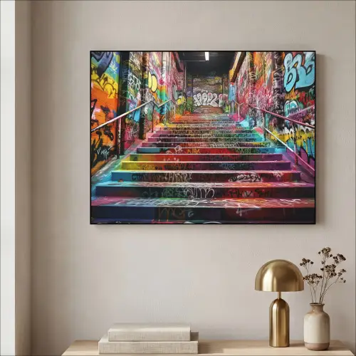 Trap - Graffiti - Kleuren - Kunst Textielframe zwart klein -sfeer2