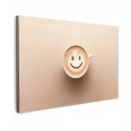 Koffie - Melkschuim - Lach - Beige Tuinposter op houten frame 2 cm dik klein -3d