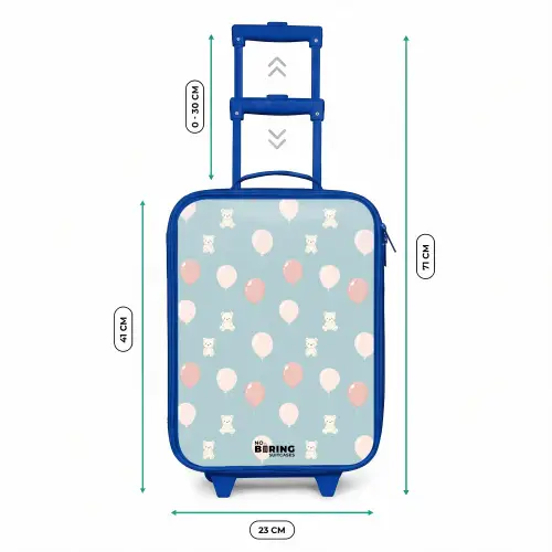 Beertjes in luchtballonnen tussen wolken en ballonnen Kinderkoffer - Blauw klein -productfoto_formaten