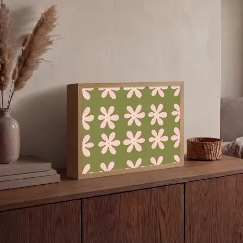Bloem - Modern - Groen Light Box met batterij (Wandlamp) middel 907 -sfeer2
