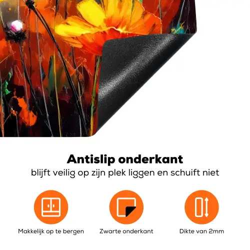 Felgekleurd - Bloemblaadjes - Abstract Inductie beschermer vinyl 3mm klein -zzzzzzz-td-onderkant