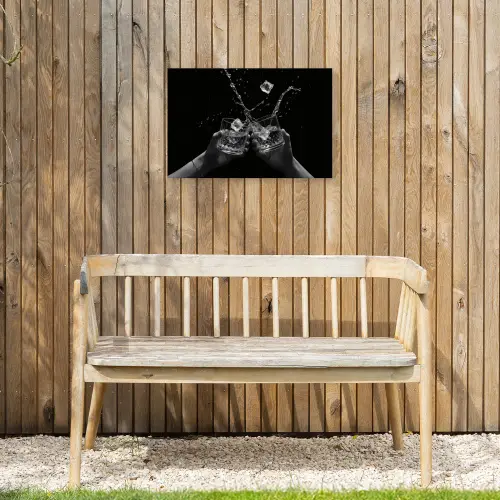 Whickyglazen - Ijs - Spetters - Zwart Tuinposter op houten frame 2 cm dik klein -sfeer4