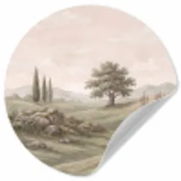 Heuvellandschap - Bomen - Natuur - Groen Wandcirkel behangsticker klein -3d