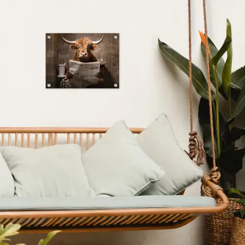 Schotse hooglander - Krant - Toilet tuinposter los doek klein -sfeer7
