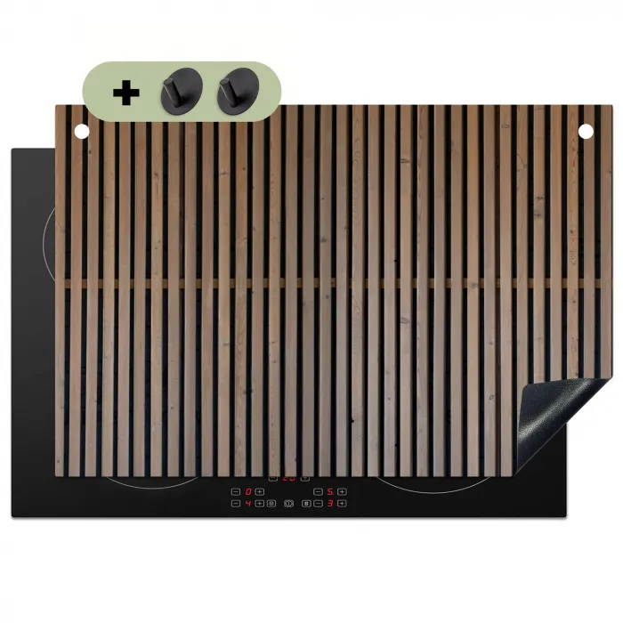Vintage - Hout - Design - Structuur Inductie beschemer met haakjes klein -3d