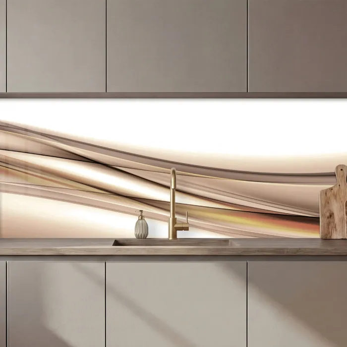 Golven - Abstract - Taupe keuken achterwand 2 middel zz_3dshopping
