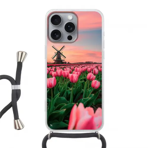 Tulpen - Molen - Nederland Hoesje iPhone 16 Pro Max met koord klein -3d