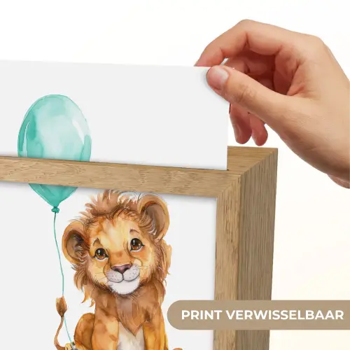 Leeuw - Baby dier - Blauwe ballon Light Box met kabel (Kinderlampje) klein -USP_websiteprintNL