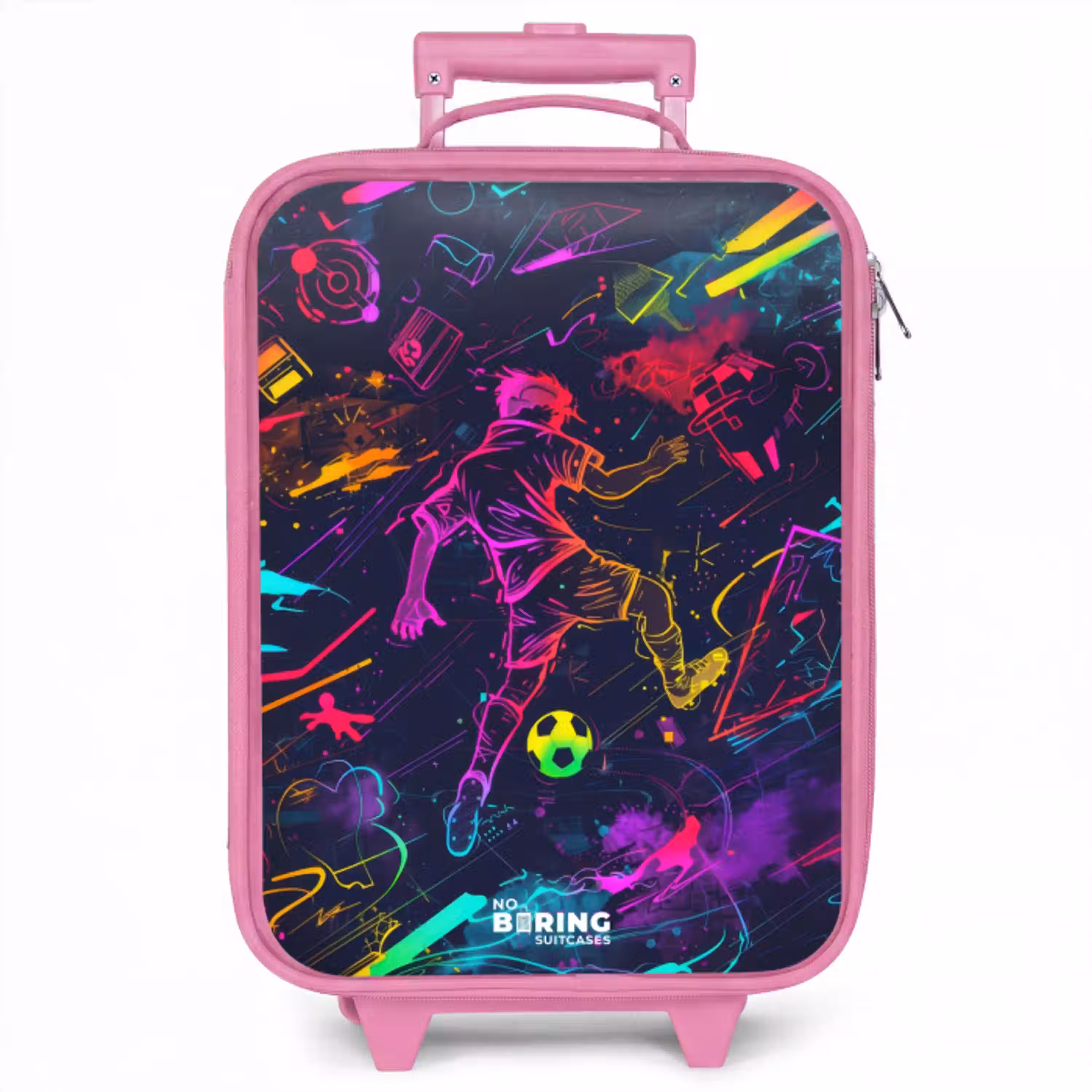Straatvoetbal in ruimtekleuren Kinderkoffer - Roze klein -zzz_website3d