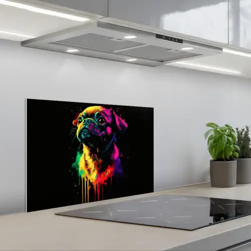 Puck - Hond - Verf - Kleuren keuken achterwand spatscherm klein -3d_schuin