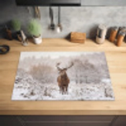Edelhert - Bos - Sneeuw - Winter - Majestueus Inductie beschermer vinyl 3mm klein -sfeer5