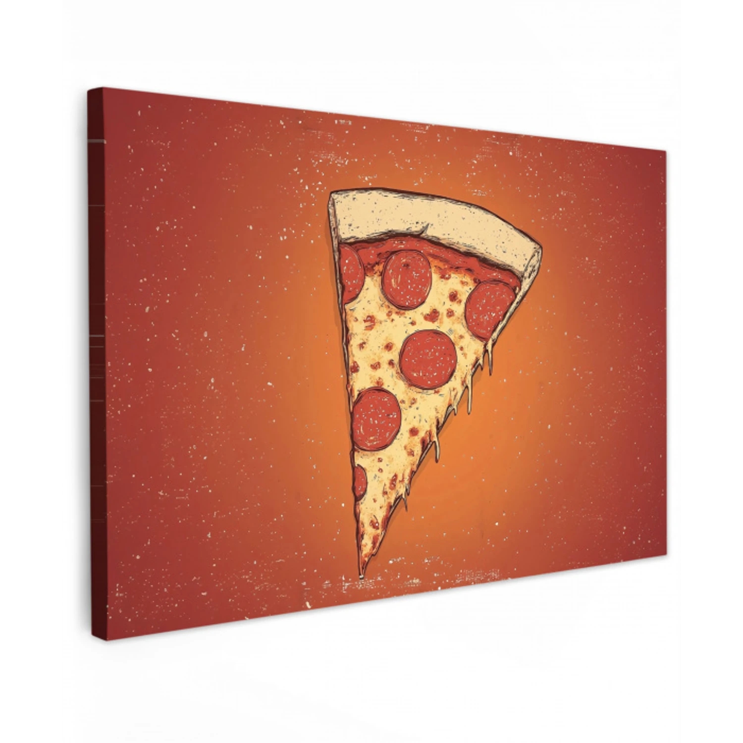 Pizza - Kaas - Rood - Pepperoni Tuinposter op houten frame 2 cm dik klein -3d